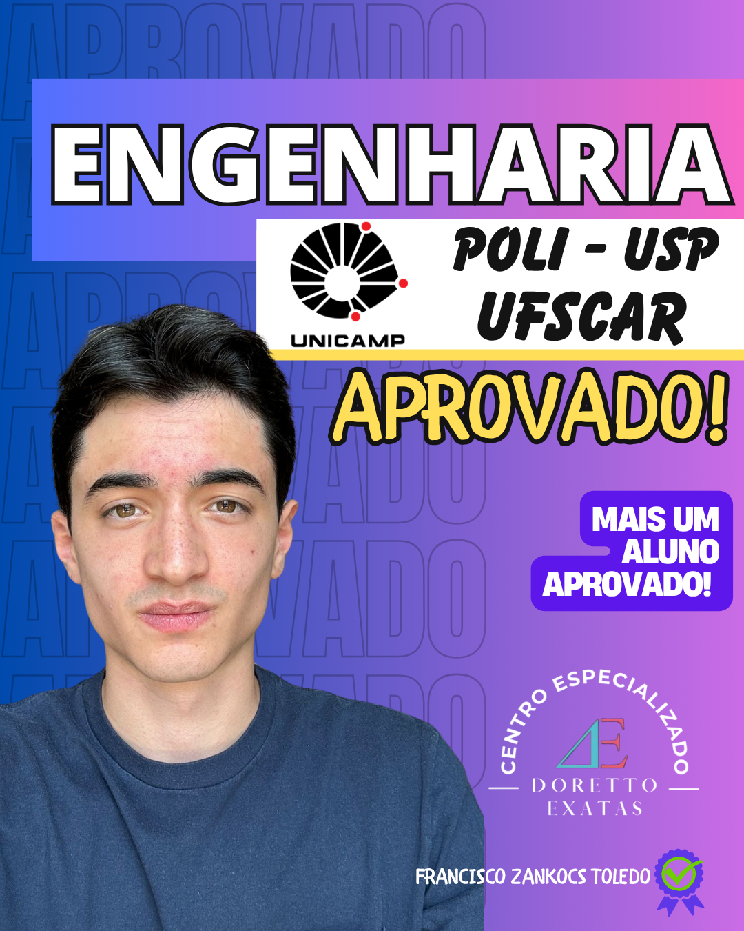 Depoimento ou aprovação Doretto Exatas