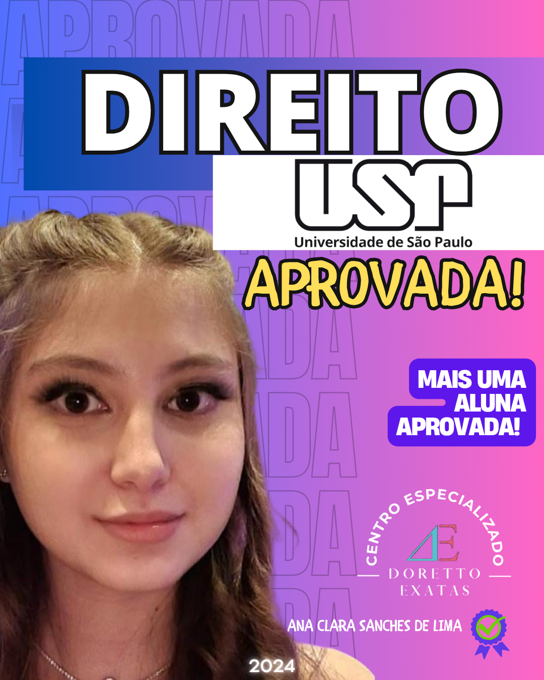 Depoimento ou aprovação Doretto Exatas