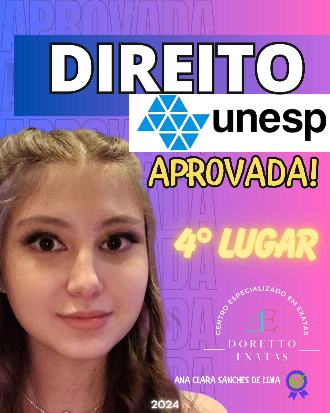 Depoimento ou aprovação Doretto Exatas